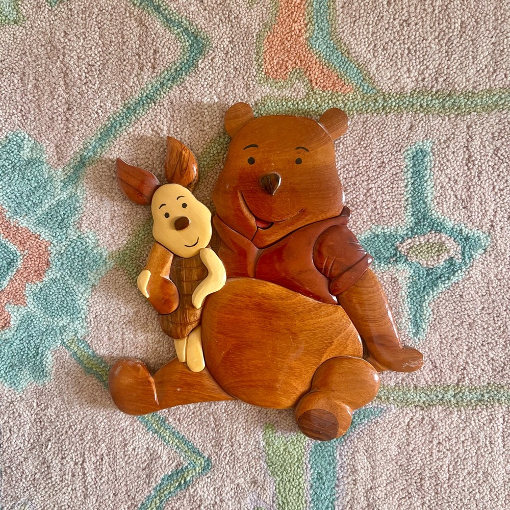 Winnie the Pooh & Piglet Wooden Wall Art